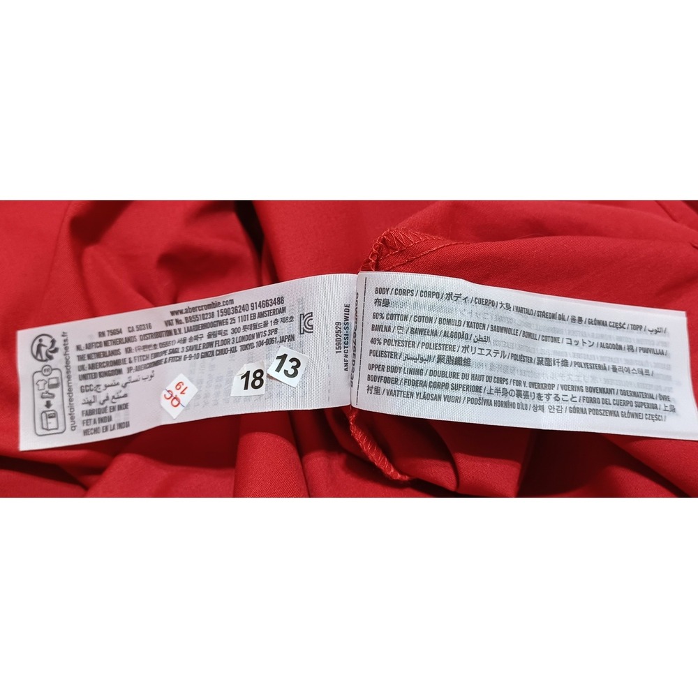 A&F Womens L Red Tie Shoulder Smocked Maxi Dress NWT Wedding Shower Guest Brunch - Picture 7 of 9